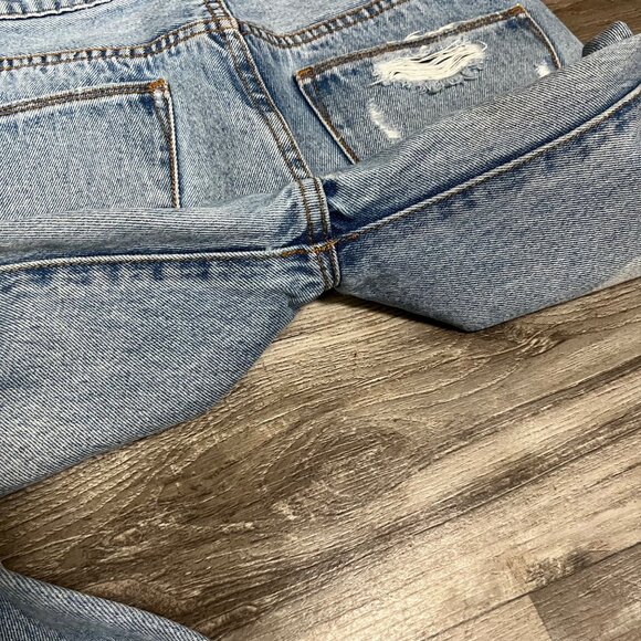 Gilded Intent High Rise Ankle Straight Distressed Denim Jeans Blue Size 25 - Picture 6 of 11